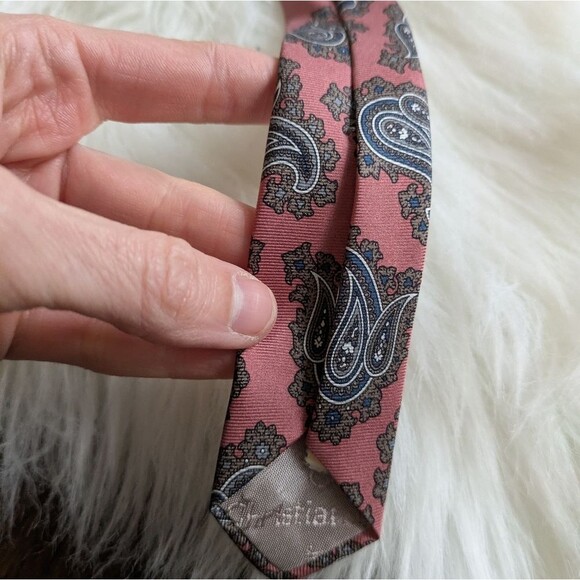 Vintage Christian Dior 100% Silk Men's Paisley Tie Necktie Made In USA - Picture 5 of 6